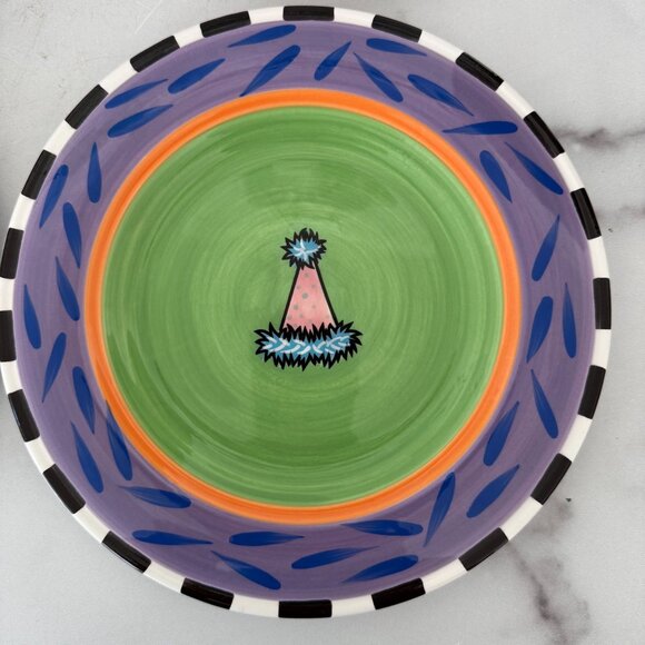 Outta Hand-Painted Amy Hetrick Party Hat Themed Ceramic 9" Plates - Picture 6 of 6